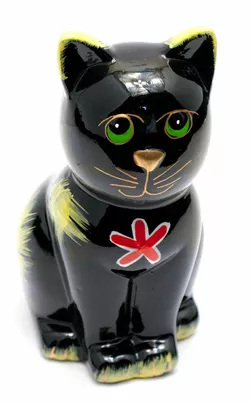Керамічна скарбничка "Кіт" чорна (16,5х10х7,5 см)