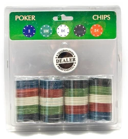 Покерные фишки в блистере (100 фишек)(19х20х4 см)(100P
