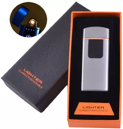 USB запальничка в подарунковій коробці LIGHTER (Спіраль розжарювання) №HL-132 Silver
