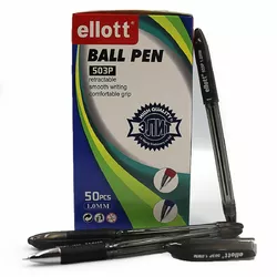 Ручка кулькова "Ellot" 1мм, чорна, прозорого корп, грип, без/етик.
