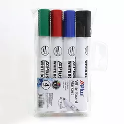 Набір маркерів/дошки сухостираємих Beifa "A + Plus" черн, син, черв, зел, 4шт.PVC упаковка з держ