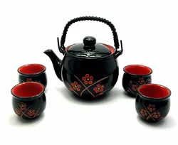 Сервіз керамічний чайник ,4 чашки)(28х17х12)