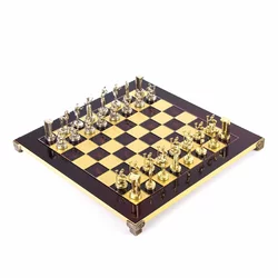 S8RED шахи "Manopoulos", "Miнойськiй воїн",латунь, у дерев. футл., червонi, 36х36см, 4,8 кг