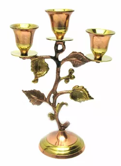 Підсвічник бронзовий на 3 свічки (19,5х13х7 см)(Candle Stand 3C Leaf Copper)