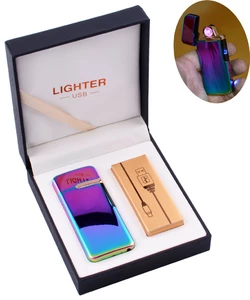 Електроімпульсна запальничка в подарунковій коробці LIGHTER (USB) №HL-122 Хамелеон