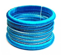 Комплект із 13 браслетів кільце в тканині Блакитний