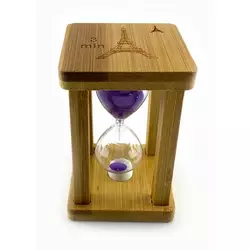 Годинник пісочний у бамбуку "Time is Money" фіолетовий (3 хв) (9,5х6,5х6,5 см)