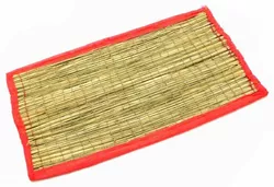 Циновка для медитації з трави Куша (Kusha Asan) 63*38*1см. Рожевий кант