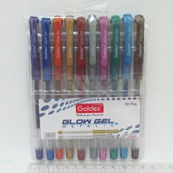 Набір гелевих ручок Goldex Glow Gel Metalic #894 Індія 1,0 мм 10кол