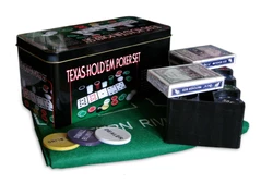Покерний набір на 200 фішок з номіналом в металевій коробці «Техаський холдем» №200T