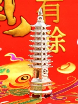 Пагода 9 ярусів силумін в срібному кольорі