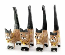 Кішки дерев'яні кольцедержатели (н-р 4 шт)(11х5х7,5 см)ціна за набір