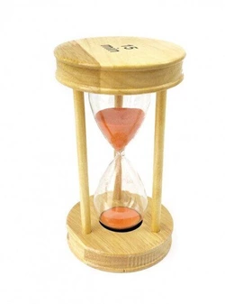 Песочные часы "Круг" стекло + светлое дерево 15 минут Оранжевый песок