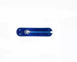 Накладка ручки ножа "Victorinox" передня, blue translucent with Logo