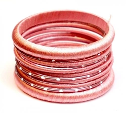 Комплект з 13 браслетів каблучка в тканині Рожевий