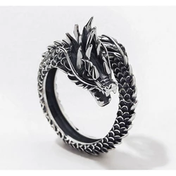 Кільце безрозмірне "Дракон" із білого металу 2,3*1,5*2,8 см.