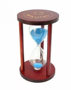 Песочные часы "Круг" стекло + тёмное дерево 15 минут Голубой песок