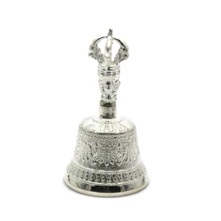 Дзвін чакровий бронзовий посріблений (№0) (d-6,5, h-11,5 см) (Непал)