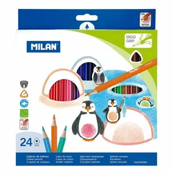 Набір кольорових олівців трикутний ТМ "MILAN" 24шт., D2,9mm