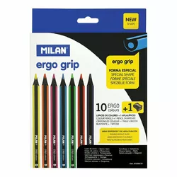 Набір кольорових олівців ТМ "MILAN" 10шт. з точилкою, D3,5mm, черн.дерево