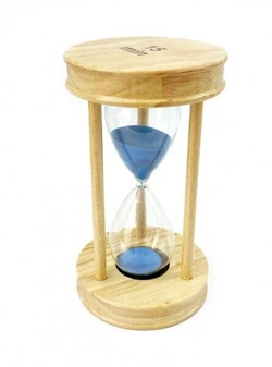 Песочные часы "Круг" стекло + светлое дерево 15 минут Голубой песок