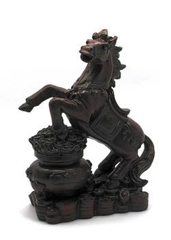 Кінь на чаші багатства кам'яна крихта коричневий (18х13х7 см)