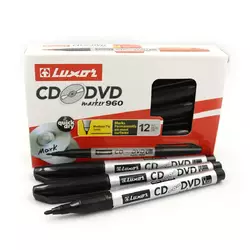 Маркер "Luxor" CD/DVD, чорн. 12шт/етик
