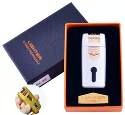 Запальничка в подарунковій коробці Lighter (Подвійна блискавка) №HL-32 White
