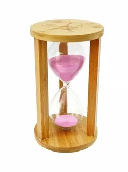 Песочные часы "Круг" стекло + бамбук 60 минут Розовый песок