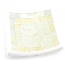 Блюдо теракотове з білою мозаїкою (10х10х2 см)