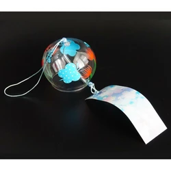 Японський скляний дзвіночок Фурін 8*8*7 см. Висота 40 см. Чотири метелики