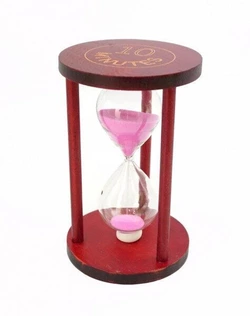 Пісочний годинник "Коло" скло + темне дерево 10 хвилин Рожевий пісок