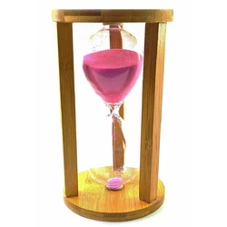 Годинник пісочний бамбукові 60 хв рожевий пісок (19х11х11 см)
