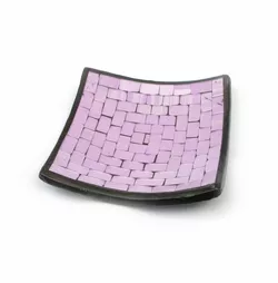 Блюдо теракотове з фіолетовою мозаїкою