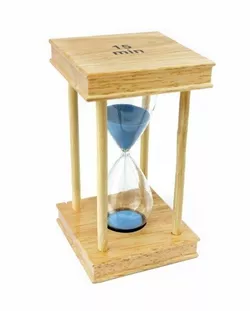 Песочные часы "Квадрат" стекло + светлое дерево 15 минут Голубой песок