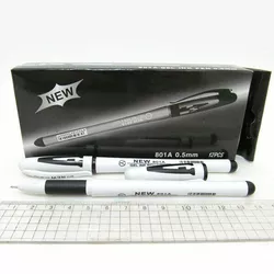 Ручка гелева чорна 0,5 мм, білий корпус