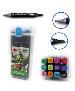 Набір скетч маркерів "TouchCool" скош + тонко, 12кол., Пласт. цемодан, 12шт/етик.