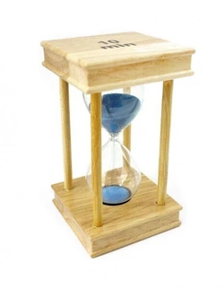 Песочные часы "Квадрат" стекло + светлое дерево 10 минут Голубой песок