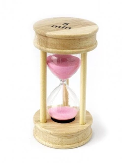 Пісочний годинник "Коло" скло + світле дерево 5 хвилин Рожевий пісок