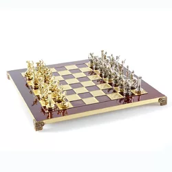S5RED шахи "Manopoulos", "Геркулес", латунь, у дерев. футл., червоні, 36х36см, 4,8 кг