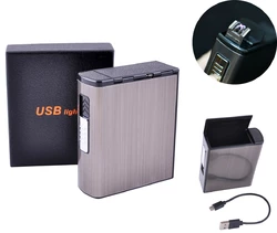 Портсигар + USB запальничка (Пачка сигарет, Електроімпульсна) №HL-157 Black