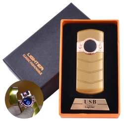 Електроімпульсна запальничка в подарунковій коробці LIGHTER (USB) №HL-123 Gold