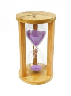 Песочные часы "Круг" стекло + бамбук 60 минут Сиреневый песок