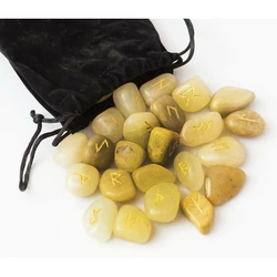 Набір РУН для ворожіння з натуральних каменів у мішечку Rune-014 Золотий Кварц