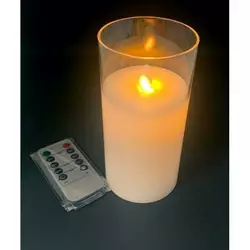Свічка з Led підсвічуванням з рухомим полум'ям і пультом управління (9х7,5х7,5 см)