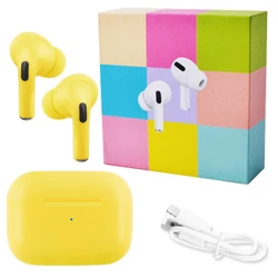 Бездротові навушники Apl AirPros Pro, macaroons, з кейсом, yellow