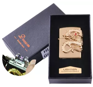 Електроімпульсна запальничка в подарунковій коробці Дракон №HL-118 Gold