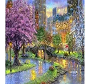 Алмазна мозаїка за номерами 40*50 "Квітуче місто" карт уп. (полотно на рамі)