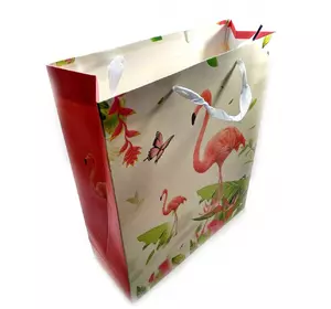 Пакет подарунковий картонний "Фламінго і Єдинороги" (18х23х8 см)