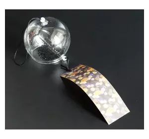 Японський скляний дзвіночок Фурін 8*8*7 см. Висота 40 см. Чорні квіти
